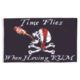 Drapeau Pirate 'Le temps passe avec le rhum' - 90x60 cm en Polyester