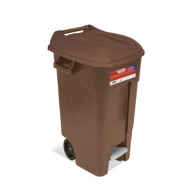 Poubelle à Pédale Tayg 120 Litres Marron avec Roues