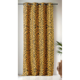 Rideau Tissé Upcyclé Linder - Style Tigré Jaune Savane et Noir - 140x240cm