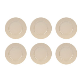 Lot de 6 Assiettes Plates Grain de Riz en Faïence Taupe - Ø 27 cm