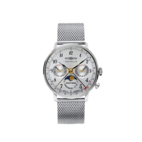 Montre Analogique Zeppelin en Acier Inoxydable avec Phase Lunaire - Modèle 7037M-1