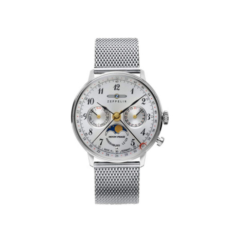 Montre Analogique Zeppelin en Acier Inoxydable avec Phase Lunaire - Modèle 7037M-1