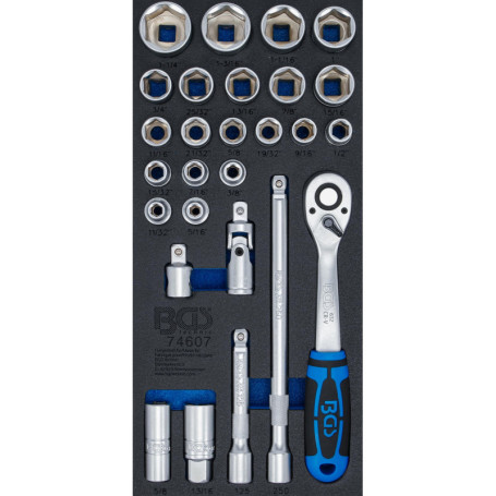 Jeu de clés à douilles BGS 74607 - 27 pièces en pouce