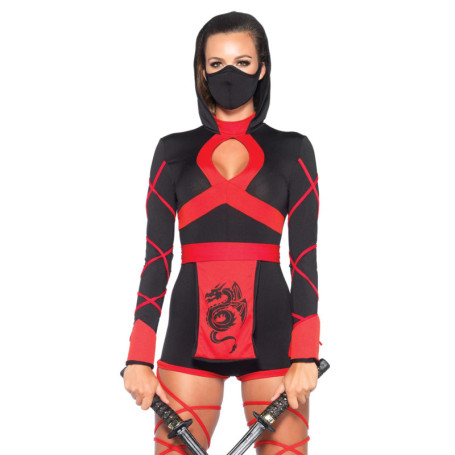 Costume Dragon Ninja Femme Noir/Rouge Taille M