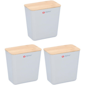 Ensemble de Boîtes de Rangement Alpina - 3 Pièces en Plastique avec Couvercles en Bambou
