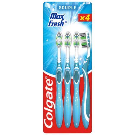 Colgate Brosses à Dents Max Fresh Souples - Lot de 4 pour une Haleine Fraîche