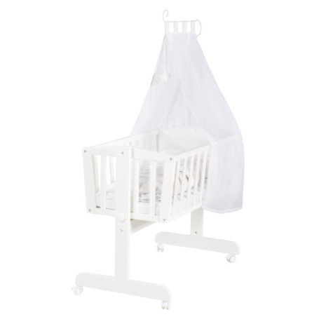 Berceau à Bascule Fox & Bunny en Bois Laqué Blanc avec Literie Complète