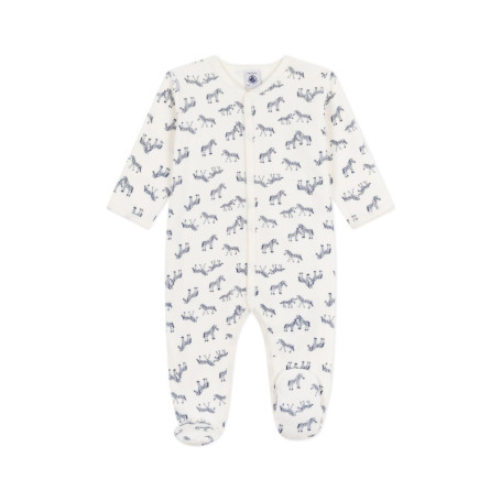 Pyjama Bébé en Velours Imprimé Zèbre - Petit Bateau