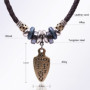 Collier Tribal en Cuir Aabellay pour Homme - Style Bohème Vintage avec Pendentif Dent de Loup