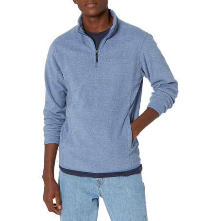 Veste en Molleton Polaire Zippée pour Homme - Bleu Chiné - Taille L