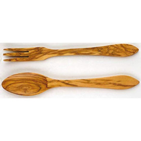 Service à Salade Tulipe en Bois d'Olivier - 25 cm