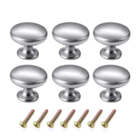 Set de 6 Boutons de Tiroir Ronds Argentés en Chrome Poli