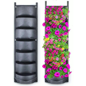 Jardinière Murale Suspendue à 7 Poches - KAHEIGN Noir