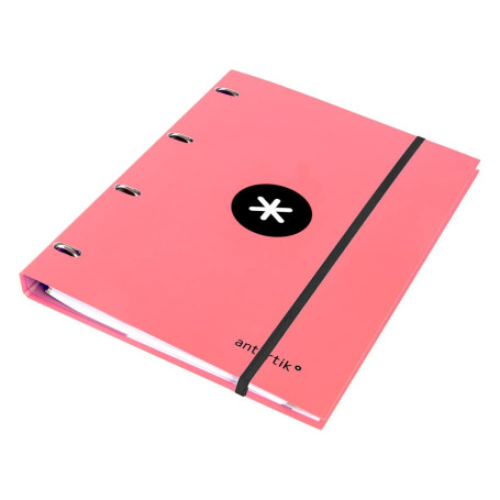 Classeur A4 Antartik Corail avec 4 Anneaux et Recharge Liderpapel