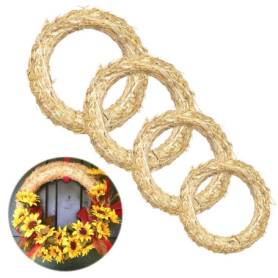 Couronne Décorative en Paille Naturelle - Ensemble de 4 Anneaux pour Décoration Intérieure