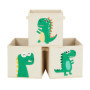 Lot de 3 Boîtes de Rangement Enfant Dinosaure - Organisateurs de Jouets Beige