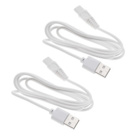 Câble de Chargeur USB EMSea pour Rasoir Finishing Touch - 1m, Blanc, 2 pièces