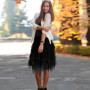 Jupe en Tulle Vintage Mi-Longue pour Femme - Noir