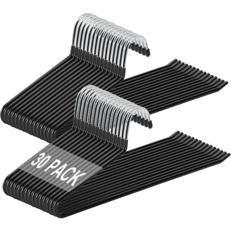 Lot de 30 Cintres en Métal Antidérapants - Noir, Multifonctions