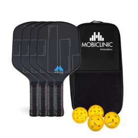 Ensemble de Pickleball Mobiclinic - 4 Raquettes en Fibre de Verre avec Balles et Sac de Transport
