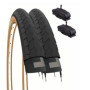 Pack de 2 Pneus 26 x 1 3/8 et Chambres à Air Noir pour Vélo Vintage