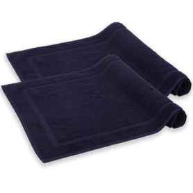 Lot de 2 Tapis de Bain en Coton Bleu Marine - Absorbants et Lavables