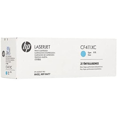 Toner Laser HP CF411XC Cyan Haute Capacité pour Imprimante CLJ PRO M452