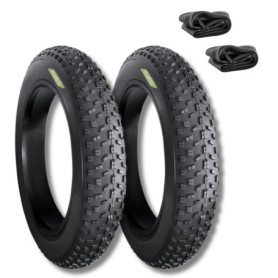 Paire de Pneus Fat Bike 20 x 4.0 avec Chambres à Air - ECOVELO Noir 174,12 €