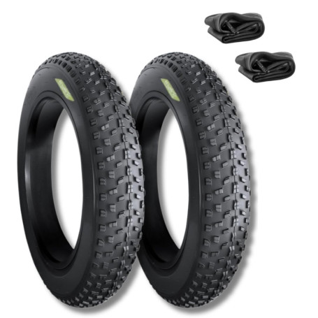 Paire de Pneus Fat Bike 20 x 4.0 avec Chambres à Air - ECOVELO Noir 174,12 €