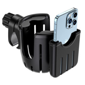 Porte-gobelet Universel 2 en 1 pour Poussette avec Support Téléphone Rotatif