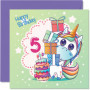 Carte d'anniversaire licorne magique pour fille de 5 ans
