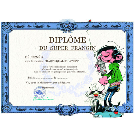 Carte Diplôme du Super Frangin - Gaston Lagaffe avec Enveloppe