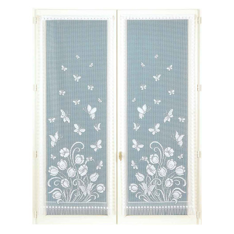 Paire de Vitrages Dentelés en Polyester Blanc 120x60 cm