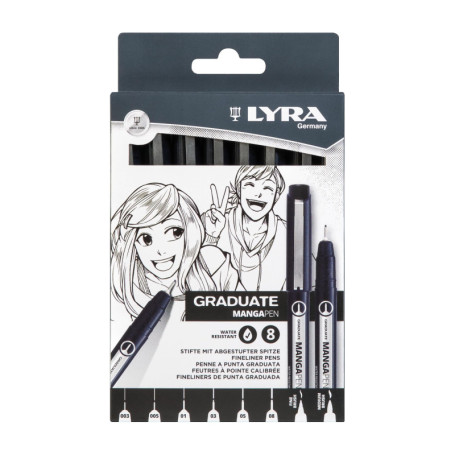Set de 8 Stylos Mangapen LYRA pour Dessin Manga
