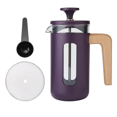 Cafetière Pisa en Acier Inoxydable 3 Tasses avec Poignée en Bois