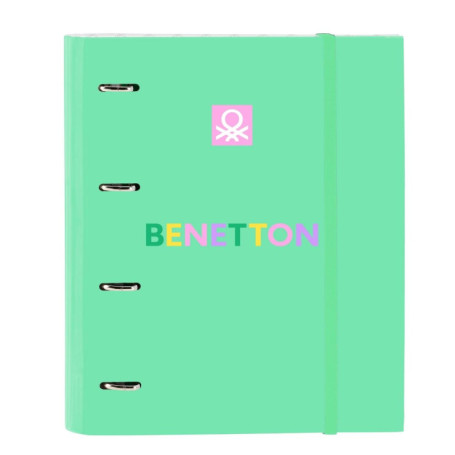 Classeur Safta Benetton Mint 4 Anneaux avec 100 Feuilles A4 - Vert Menthe Pastel