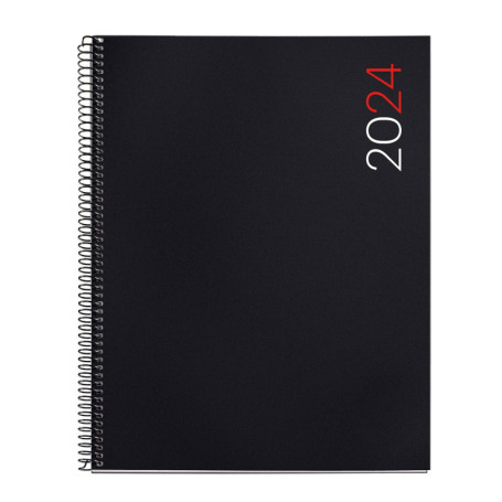 Agenda Annuel 2024 Miquelrius - Semainier Noir avec Couverture Souple