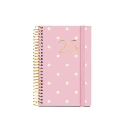 Agenda Annuel 2025 Miquelrius avec Couverture Cartonnée et Spirale - Polka Dots