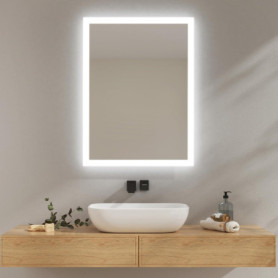 Miroir de Salle de Bain LED EMKE 80x60 cm avec Éclairage Antibrouillard