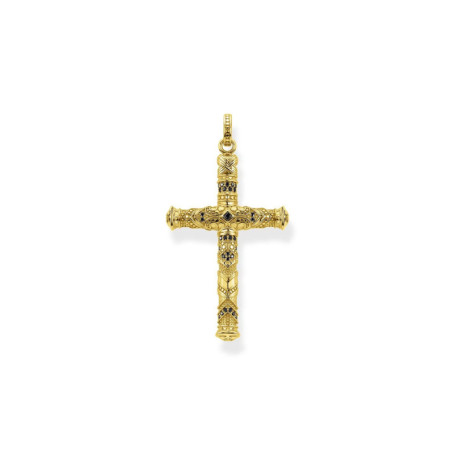 Pendentif Croix en Argent Sterling 925 Plaqué Or Jaune 750 avec Zircone - Thomas Sabo
