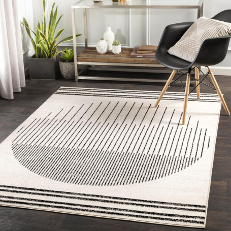 Tapis Géométrique Scandinave Livabliss - Ivoire et Noir 80x150 cm