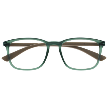 Lunettes de Lecture OPULIZE Max - Monture Rectangulaire Large en Vert Transparent Mat