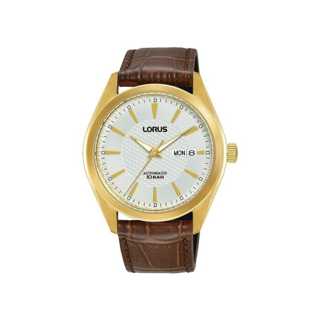 Montre Analogique Lorus avec Bracelet Brun et Cadran Blanc