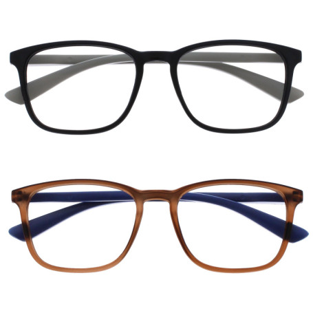 OPULIZE Max - Lunettes de Lecture Unisexes - 2 Paires Noir et Brun