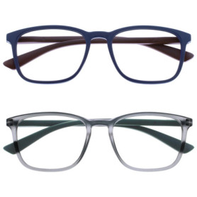 Lunettes de Lecture OPULIZE Max - 2 Paires Unisexe en Bleu et Gris Mat