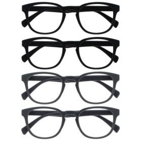 Pack de 4 Lunettes de Lecture Rétro Rondes Noir et Gris - OPULIZE
