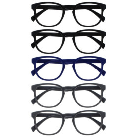 Pack de 5 Lunettes de Lecture Rétro Rondes - Noir, Bleu, Gris