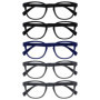 Pack de 5 Lunettes de Lecture Rétro Rondes - Noir, Bleu, Gris