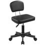Tabouret à roulettes réglable en hauteur - Siège pivotant en cuir synthétique noir