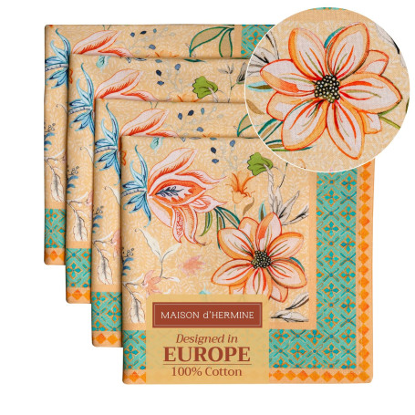 Maison d'Hermine Lot de 4 Serviettes de Table 100% Coton, carrées, réutilisables et lavables, pour Un Usage Quotidien, dîner, Ma